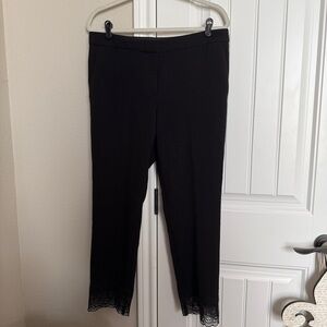 Ann Taylor Black Cropped Pants with Lace Hem Size 8